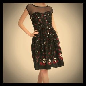 FINAL $ Hell Bunny dress skulls roses Hot Topic